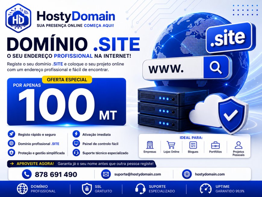 Domínio .SITE por Apenas 100 MT – Crie a Sua Presença Online Hoje!